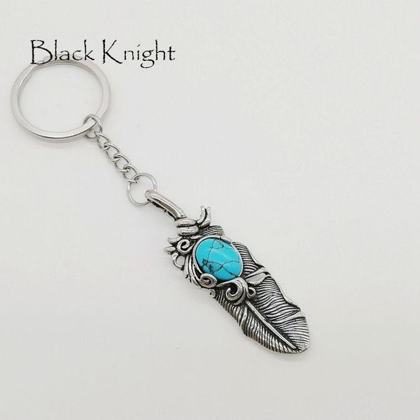 

keychains black knight antique silver stainless steel stone eagle feather charm key chain hanging keyrings blkn0126-kc