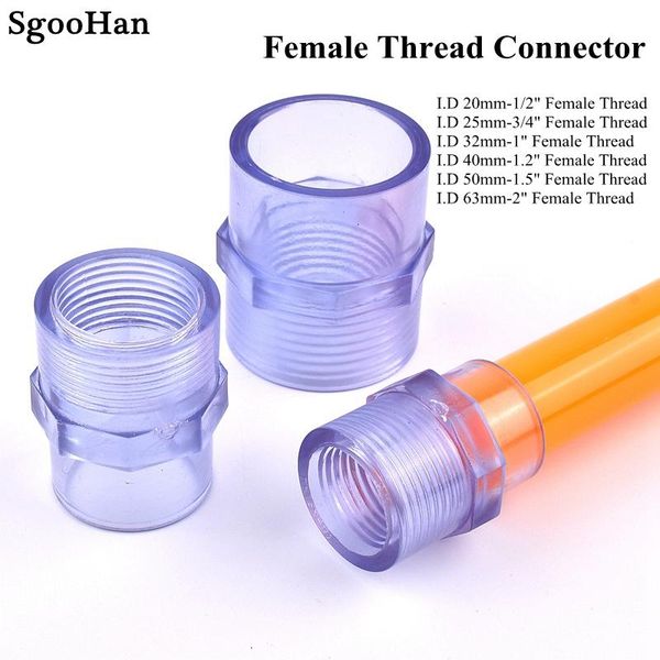 

watering equipments 1pc transparent 1/2"to 2" female thread connectors upvc pipe tube adapter fittings aquarium fish tank socket j