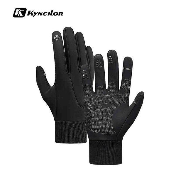 

kyncilor men women winter outdoor sports touch screen waterproof fleece ski hiking cycling gloves, Blue;gray
