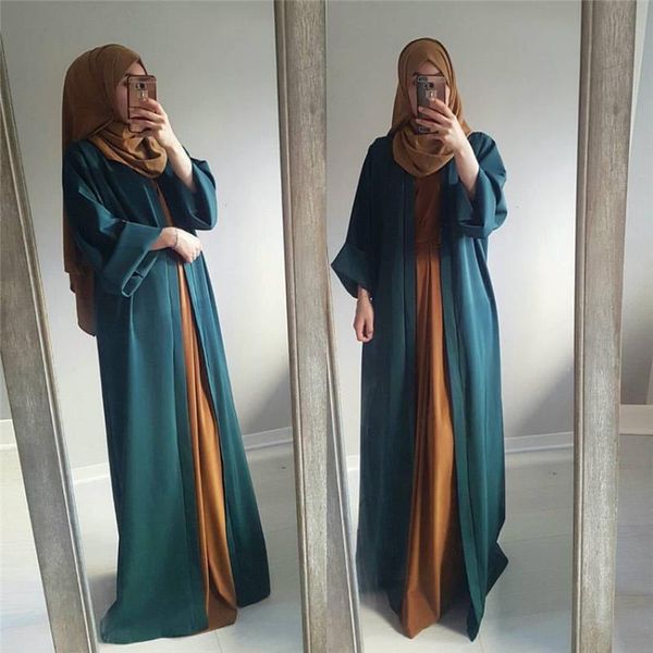 Abbigliamento etnico islamico per le donne Abaya caftano abito musulmano moda manica lunga cardigan solido arabo Dubai abiti islamici turchi