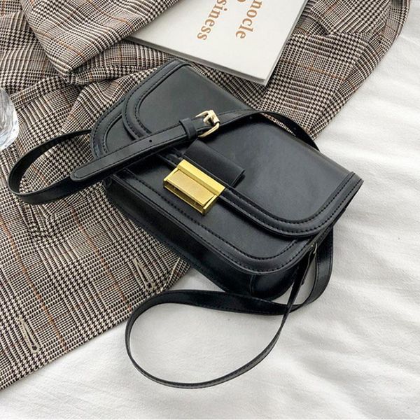 

retro female handbags solid color shoulder bags and purse mini squar crossbody baguette pu leather cross body