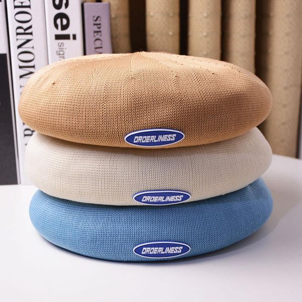 

berets 15 color women girls summer beret letter patch french for ladies, Blue;gray