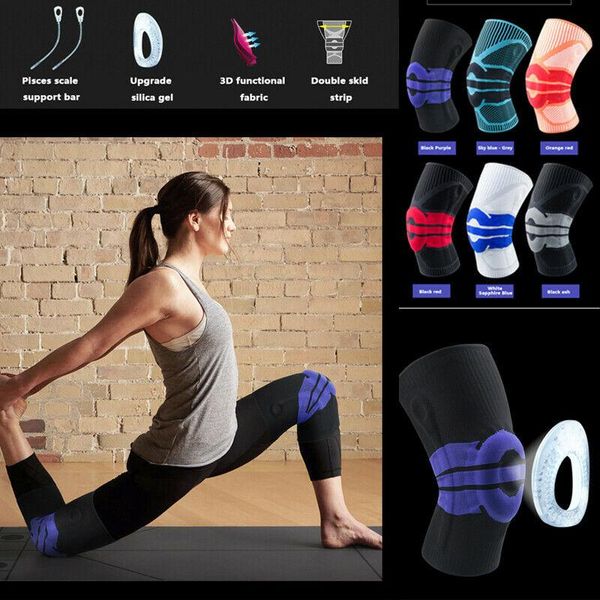 

elbow & knee pads 1pcs fitness running cycling support braces elastic knit silicone basketball volleyball sport compression pad sleeve, Black;gray