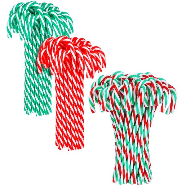 6 Teile/satz Weihnachtsbaum Hängende Ornamente Kunststoff Zuckerstange Neujahr Weihnachten Urlaub Party Dekoration Gefälligkeiten XBJK2108