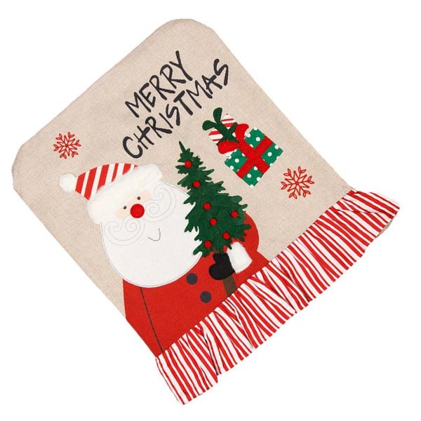 

chair covers 1pc embroidered christmas cover cartoon linen back slipcover