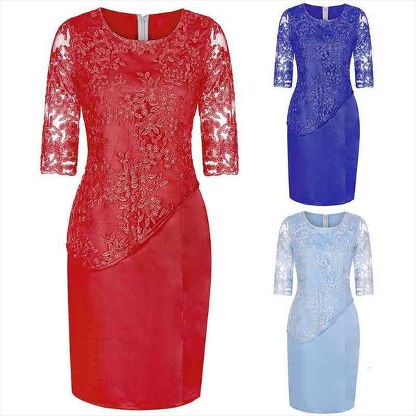 

plus size party sheer half sleeve nbsp floral lace layered mother of bride midi dress cocktail party banquet bodycon dress vestidos, Black;gray