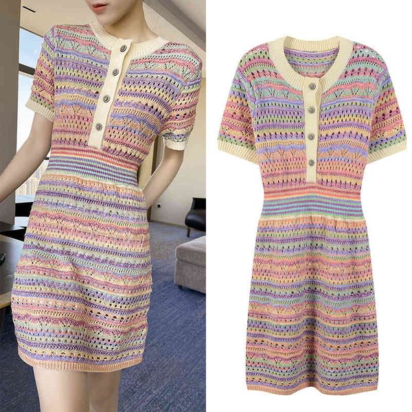 

casual dresses dressed in women's mesh, casual fashion striped mini rainbow, round collar, urban clothes, harajuku, korean 7d7d, Black;gray