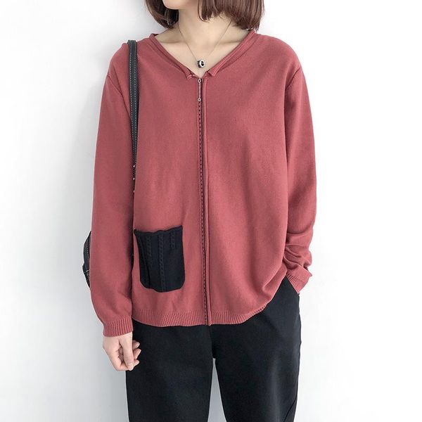 

women's sweaters women knitting pure color woman autumn winter pocket decoration pullover harajuku female casual sweater, White;black