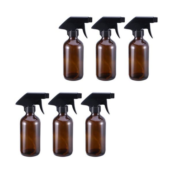 

6pcs 250ml spray bottles refillable glass sprayer storage container brown & jars