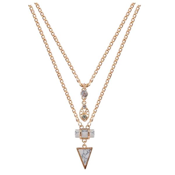 

chains geometric modeling two metal combination pendant women necklace, Silver