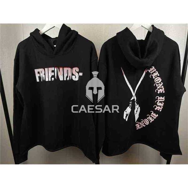 

broken friends scissors slit big v sweater hoodie yue yue, Black