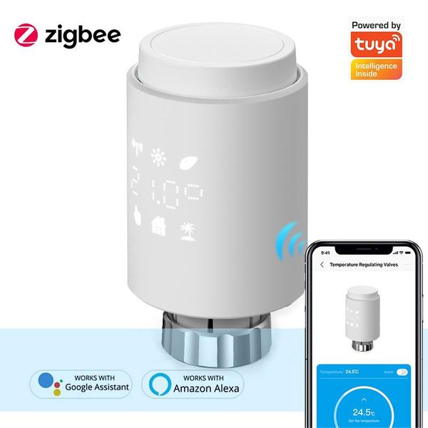 

smart home control temperature valve radiator programmable controller thermostat regulating zigbee tuya