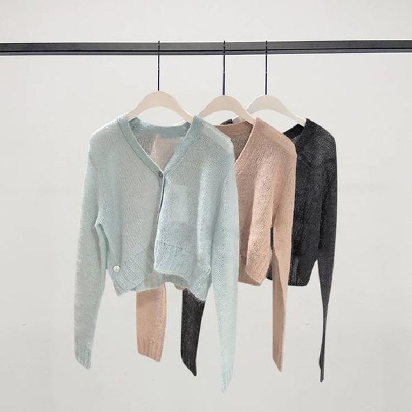 

women's knits & tees women v-neck knit cardigan single breasted 2021 spring autumn female long sleeve sweater jumper loose causal, White