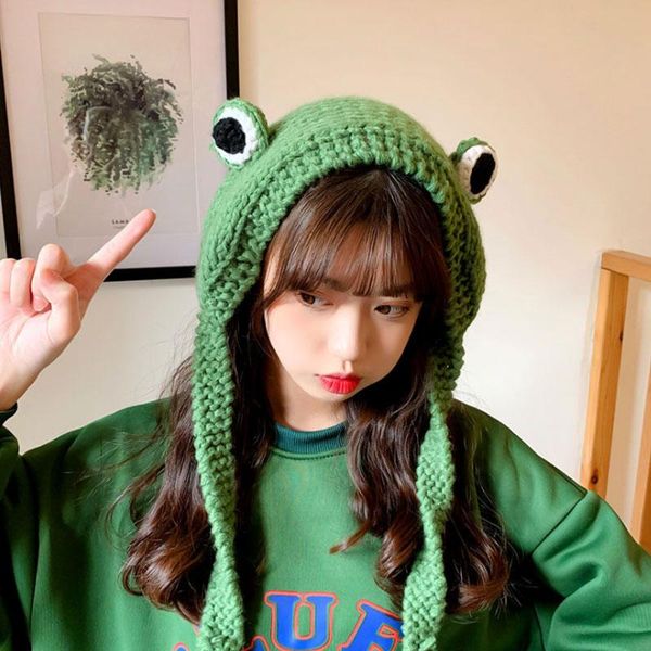 

beanie/skull caps fashion frog beanies skullies hat women winter knitted solid hip-hop bonnet cap warm party funny handmade hats christmas g, Blue;gray