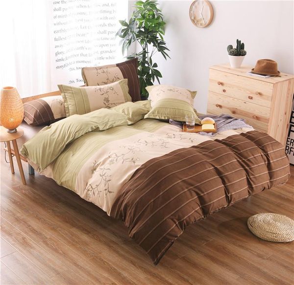 

bedding sets simple stripe flower quilt cover pure color lattice texture and pillowcase bed duvet 2021