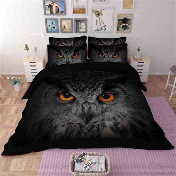 

3/4pcs kids boys 3d owl tigers black blue bedding sets king  twin size duvet cover bed sheet/linen set pillowcases