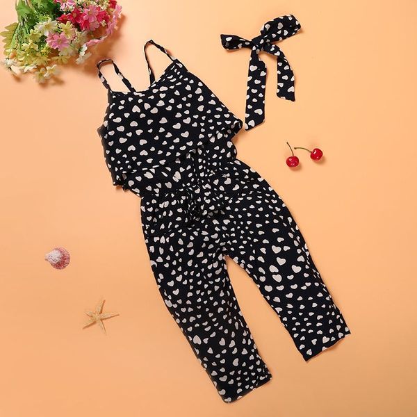 

summer children clothes girls cotton sleeveless harness heart-shaped kids jumpsuit strap outfits overalls jumpsuits, Blue