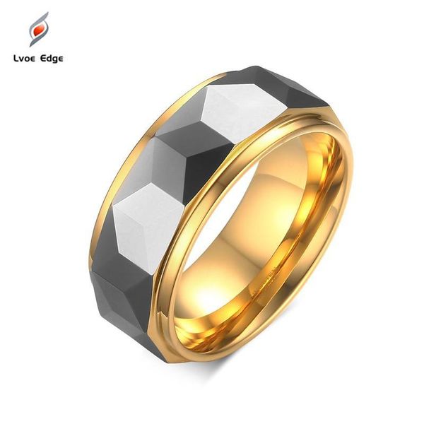 

wedding rings 2021 mens 100% tungsten carbide multi-faceted polished ring for men fashion party jewelry christmas gift, Slivery;golden
