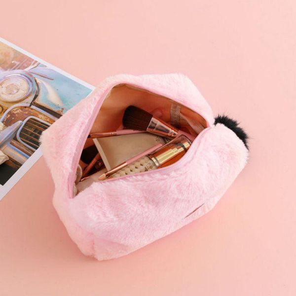 

storage bags furry cosmetic bag multifunctional makeup organizer with large capacity cute pocket small change square supplies