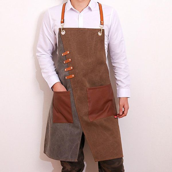 

aprons adjustable work apron canvas cross-back straps with tool pockets multi-function