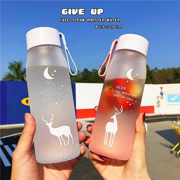 

water bottles fantasy elk gradient color frosted space cup portable outdoor korea net red cute plastic bottle