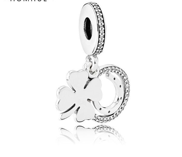 

fits pandora bracelets 20pcs four leave clover enamel crystal dangle silver charms bead charm beads pendant for wholesale diy european sterl, Black