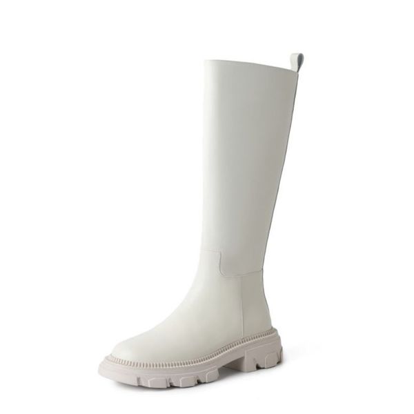 

real leather knee high boots for women fashion shoes zipper long boot solid color female daily footwear size 34-40, Black