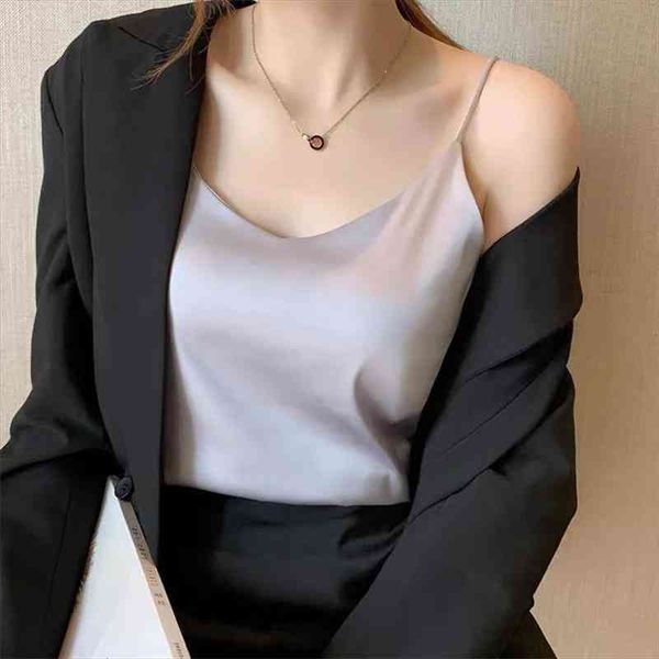 

spaghetti strap women halter v neck basic white sleeveless satin silk tank womens summer camisole plus size