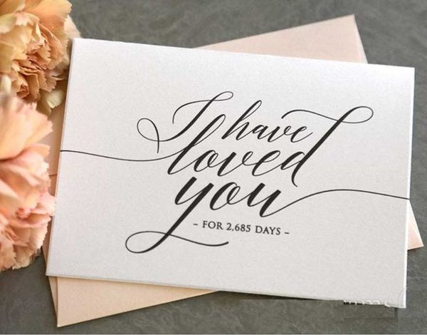 

greeting cards custom wedding card to your bride or groom i have loved you for # days love card, perfect valentine's day anniversary gi