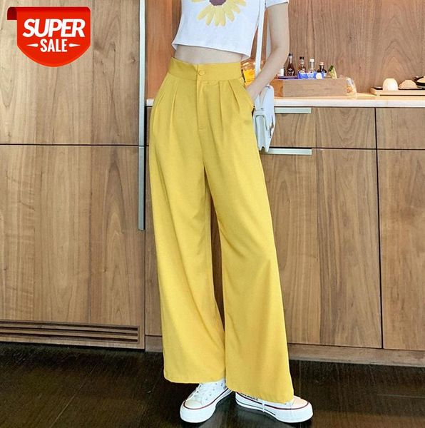 

korean women's casual mopping trousers, solid color, loose and versatile temperament, thin, high-waisted, wide-leg trousers #t004, Black;gray