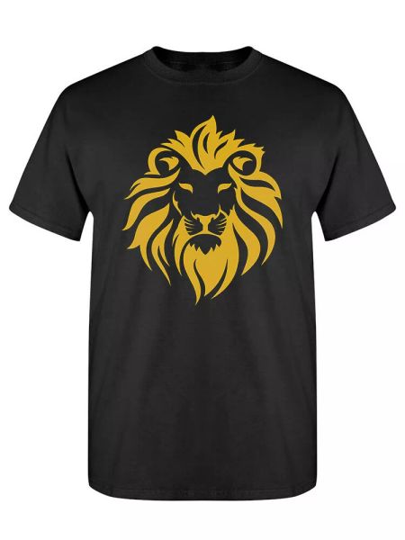 

yellow lion head design tee men's -image by shutterstock, White;black