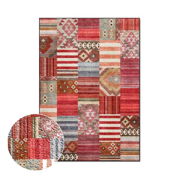 

carpets red joining geometric carpet for living room rectangle bedroom bedside floor mat non slip parlor area rug children's