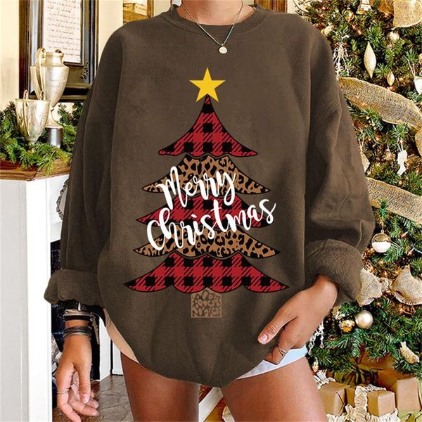 

women's hoodies & sweatshirts womens sweatshirt christmas crewneck long sleeve casual basic loose pullovers female woman clothes molet, Black