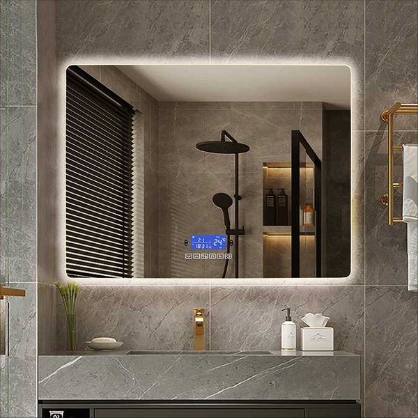 

mirrors 60x80cm dimmable led smart rectangular wall mounted bathroom with body induction anti-fog bluetooth backlit light vanity mirror
