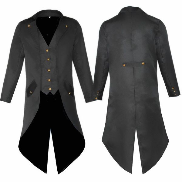 

fashion suits men's medieval clothing mid long punk tuxedo, White;black