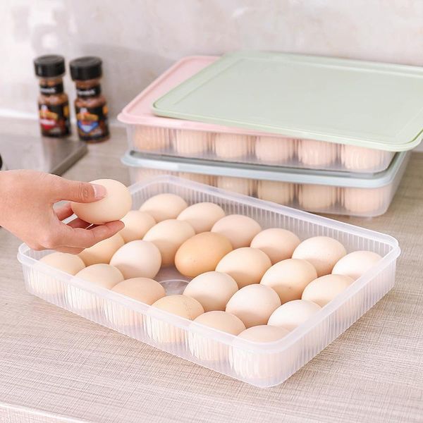 

storage bottles & jars kitchen dustproof box with lid refrigerator egg 24 compartments fresh keeping
