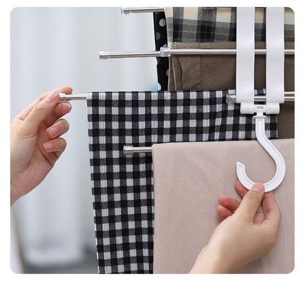 

hangers & racks 5 in 1 pant rack for clothes multifunction shelves wardrobe closet storage organizer stainlesssteel trouser hanger