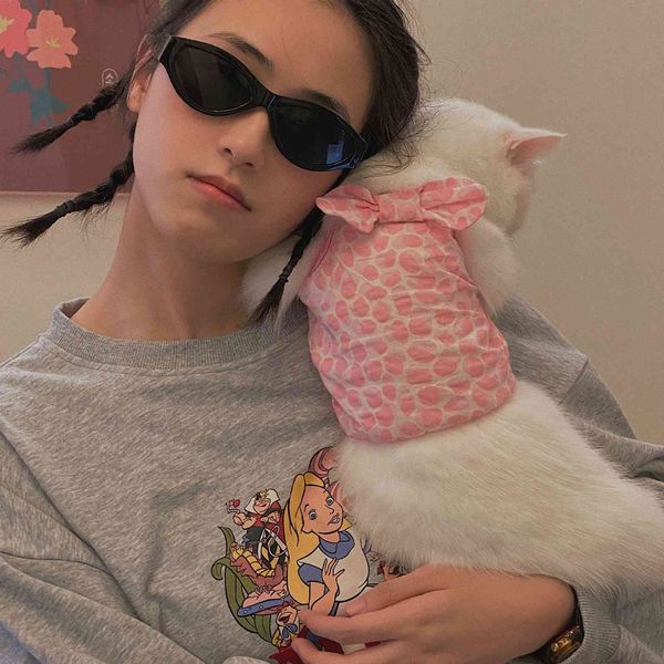 

iuseoc cat vt cute cloth summer thin hair proof sling english short pet