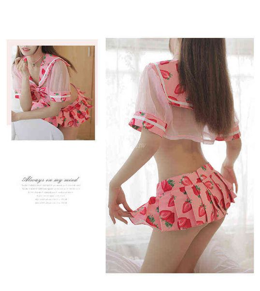 

nxy setstrawberry transparent bra underwear sleepwear japanese lolita girl cute lingerie intimates sailor uniform exotic apparel 1127, Red;black