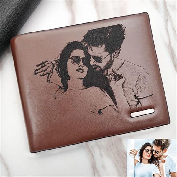 

wallets personalized custom po picture pu leather wallet design small card holder purse gift for men him hsuband 2021, Red;black
