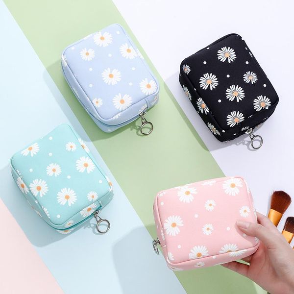 

cosmetic bags & cases women tampon daisy storage bag sanitary pad pouch napkin organizer ladies makeup girls holder