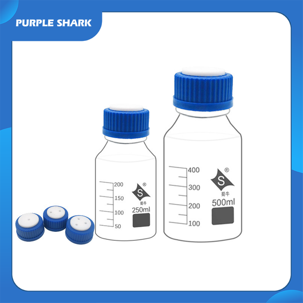 

lab supplies mobile phase blue cap reagent bottle 100ml single and double three-hole liquid chromatography