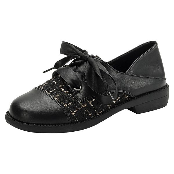 

2022 England Daily Natural Leather Loafers Shoes Women Flats Round Toe Flat Shoes Metal Decoration Girls Female Footwear Size 43, Default color