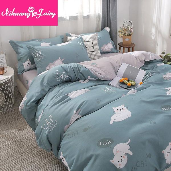 

bedding sets simple bedroom four-piece blue and white stripes student dormitory bed sheet quilt cover three-piece pillowcase