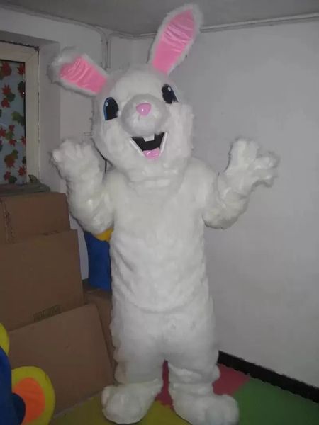 Leistung weißes Kaninchen Maskottchen Kostüme Halloween Fancy Party Kleid Cartoon Charakter Karneval Weihnachten Ostern Werbung Geburtstag Party Kostüm Outfit