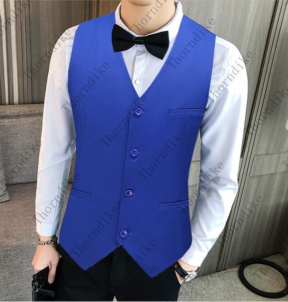 

men's vests thorndike royal blue men suit vest formal male bussiness hombre custom made man plus size us 40, Black;white