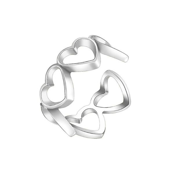 

wedding rings hollowed-out heart leaves shape ring adjustable open love finger for women girl simple engagement jewelry, Slivery;golden