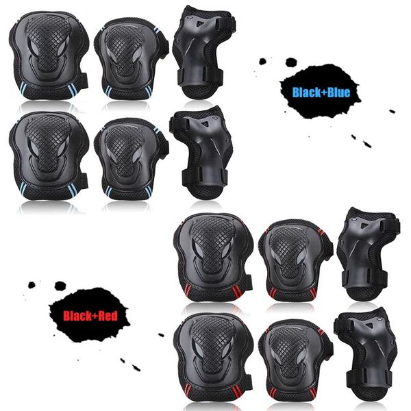 

knee pads set 6 protector kit elbow wrist guards protective equipment safety protection for cycling riding &, Black;gray