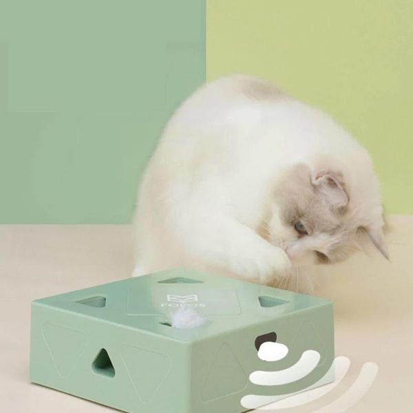

cat toys electric toy sqaure magic box smart teasing catching feather game mouse crazy stick interactive cats