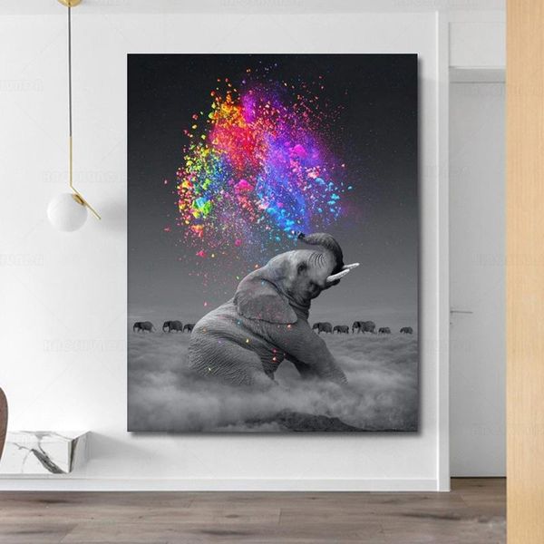 

paintings fantasy elephant wall art posters animal canvas decorative pictures for living room decor